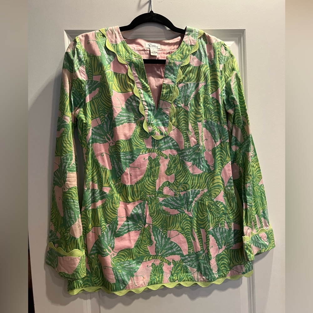 Lily Pulitzer Pink & Green Zebra Tunic size S
